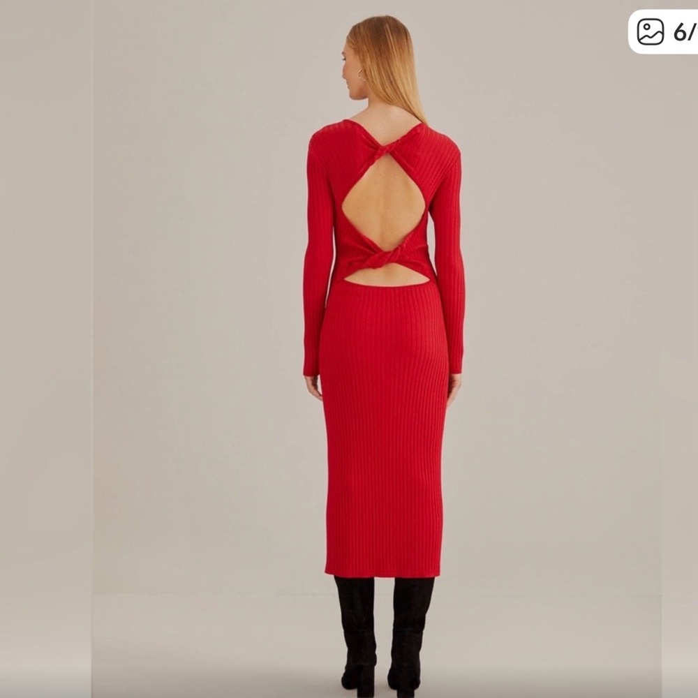 FARM Rio Vibrant Red Long Sleeve Dress